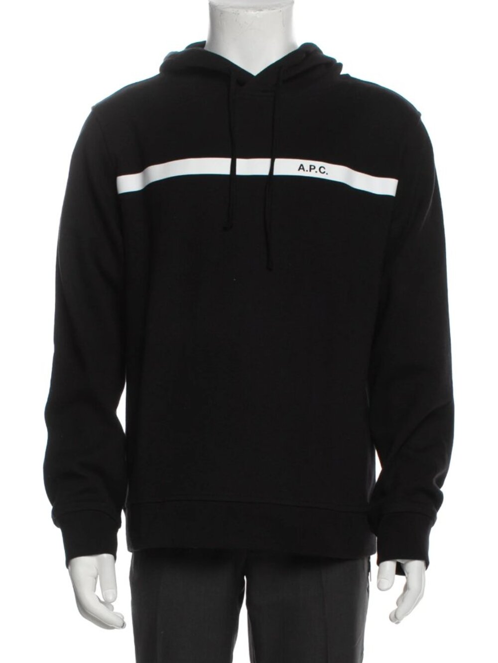 A.P.C. Caserne Hoodie Black Logo Pullover Men's M 100% Cotton Sweatshirt APC